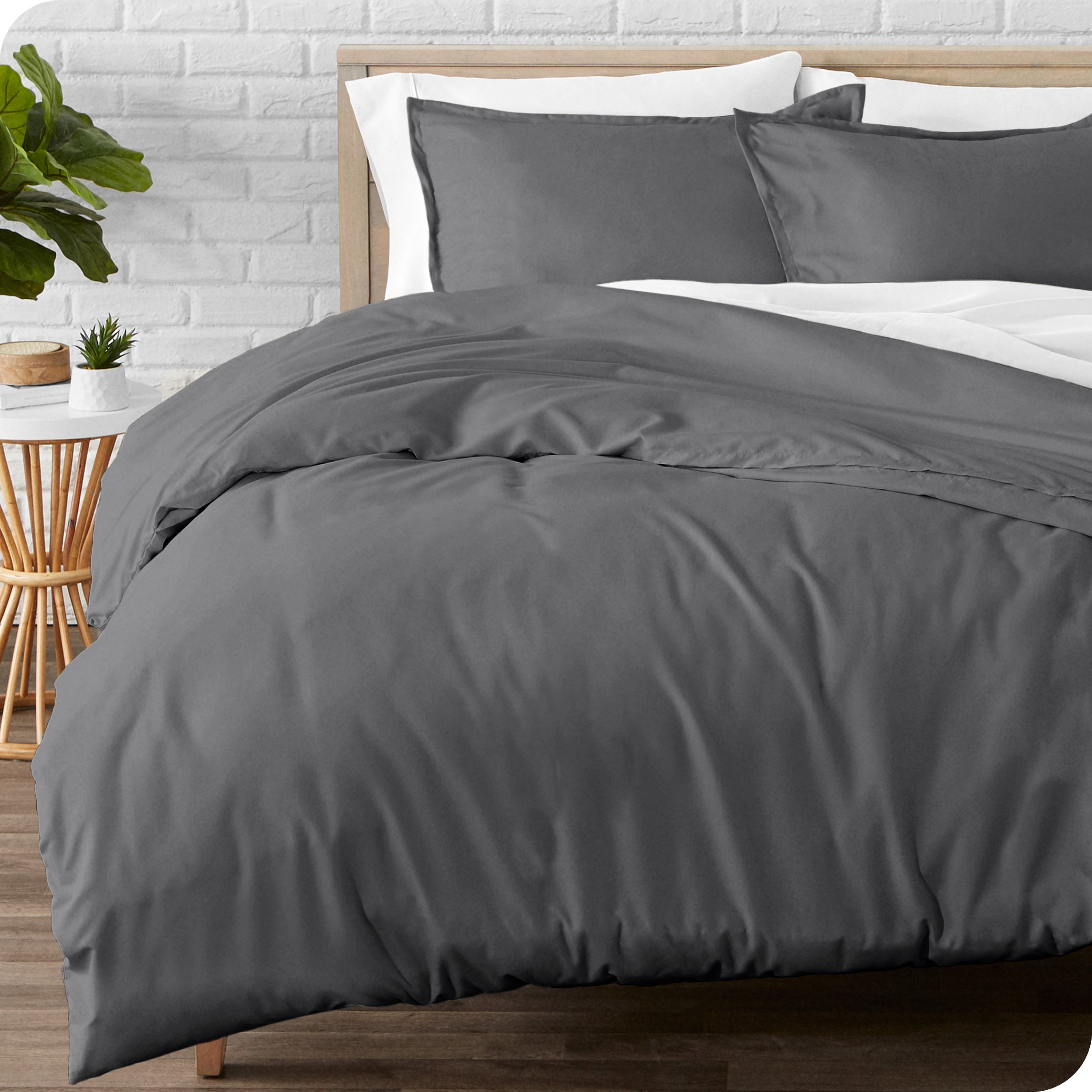 Bare Home Flannel Duvet Cover Set - 100% Flannel Cotton - Double Brushed - Full/Queen, Gray