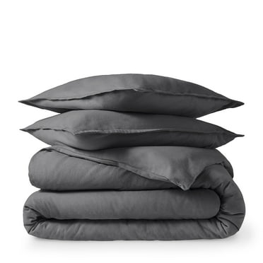 Bare Home Flannel Duvet Cover Set - 100% Flannel Cotton - Double Brushed - Full/Queen, Gray