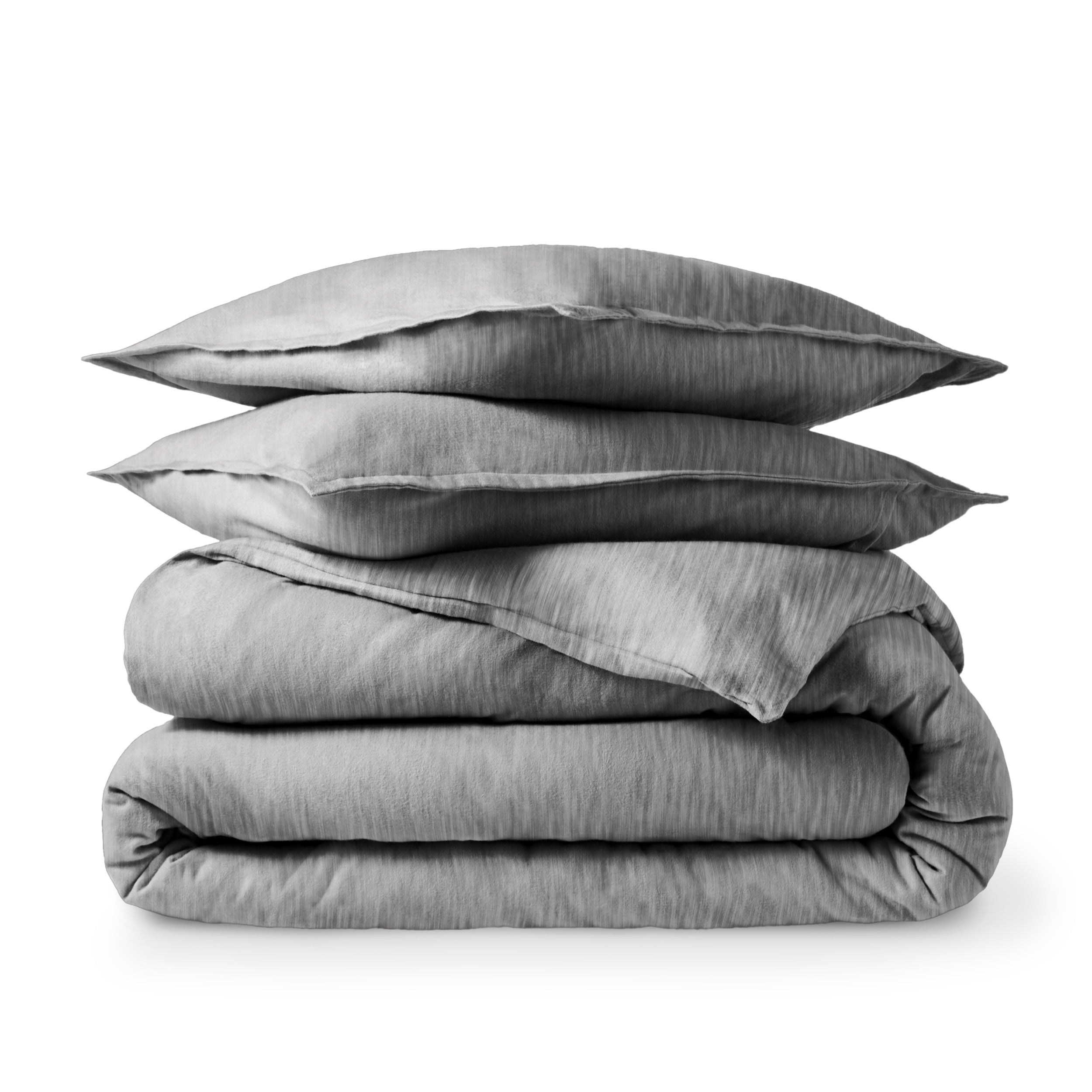 Heather Light Grey Full/Queen Cotton Flannel Duvet Cover Set