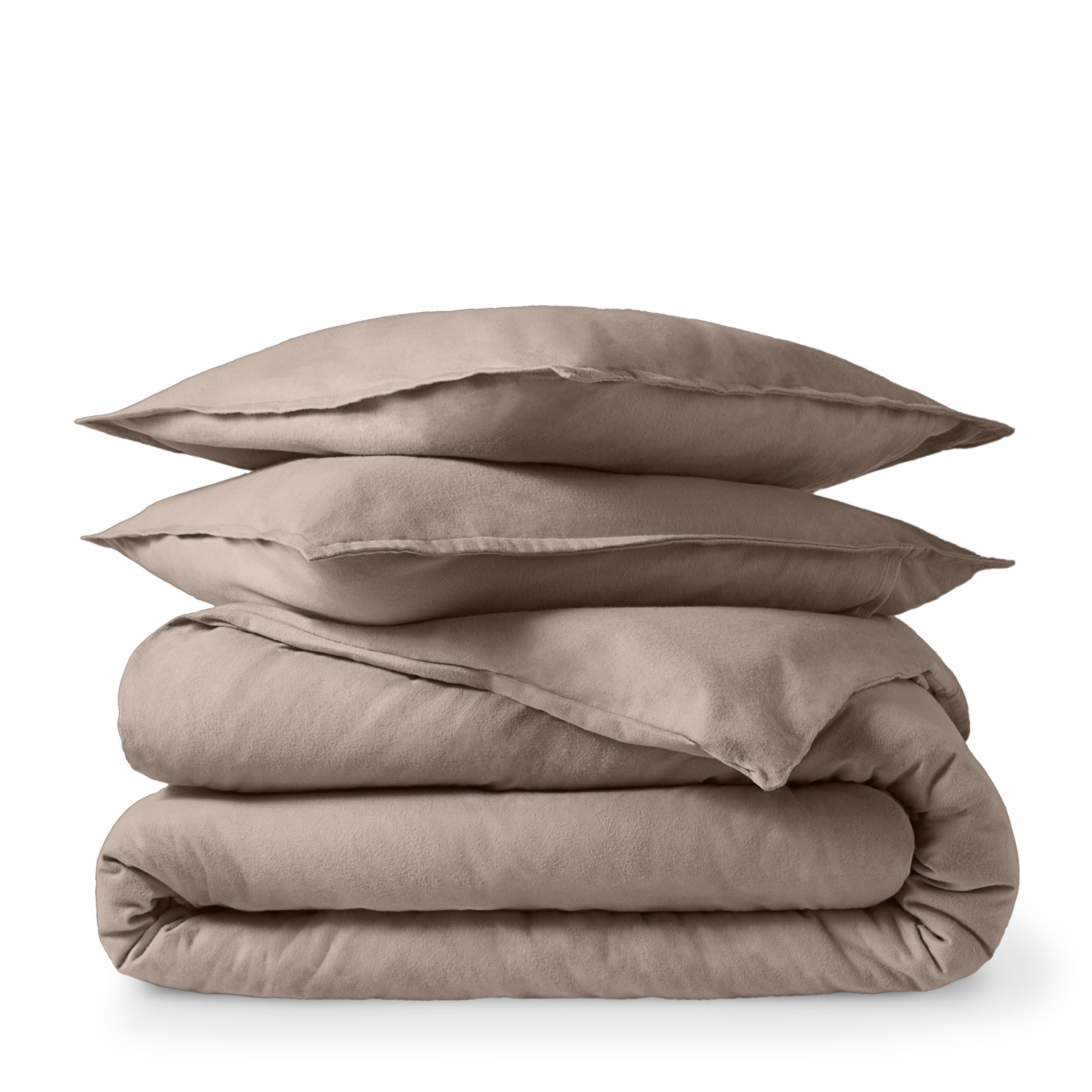 Taupe Full/Queen Cotton Flannel Duvet Cover Set with Shams