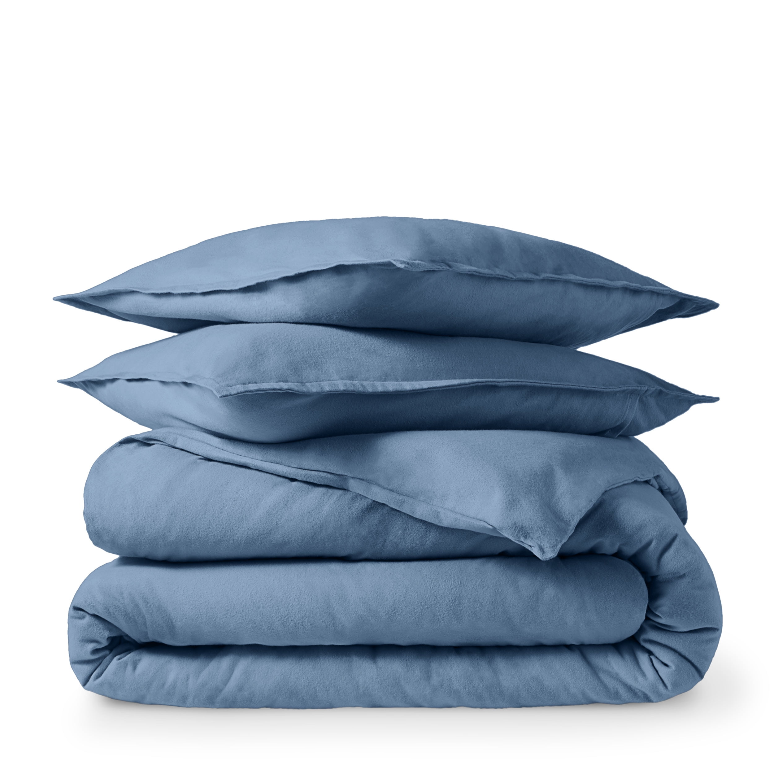 Coronet Blue King/California King Cotton Flannel Duvet Cover Set