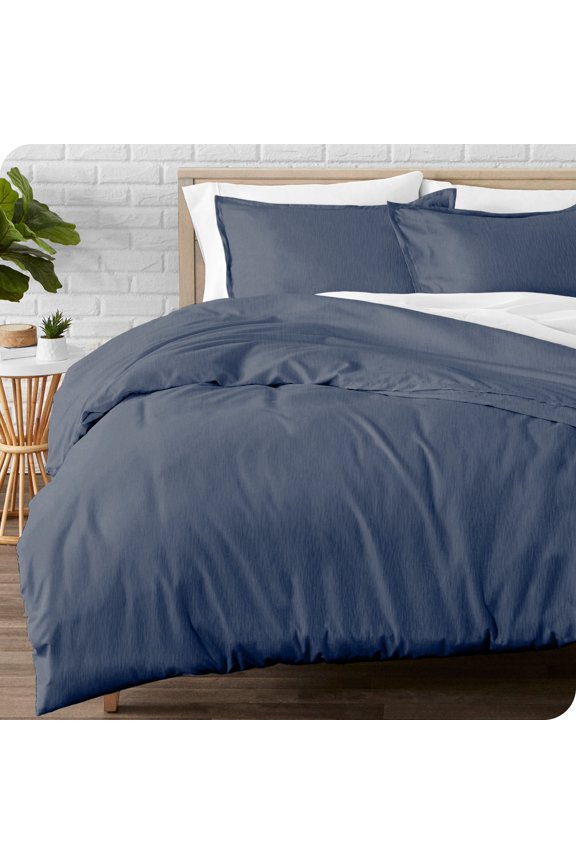 Flannel Duvet Cover Set - 100% Flannel Cotton - Double Brushed - King, Heather Indigo