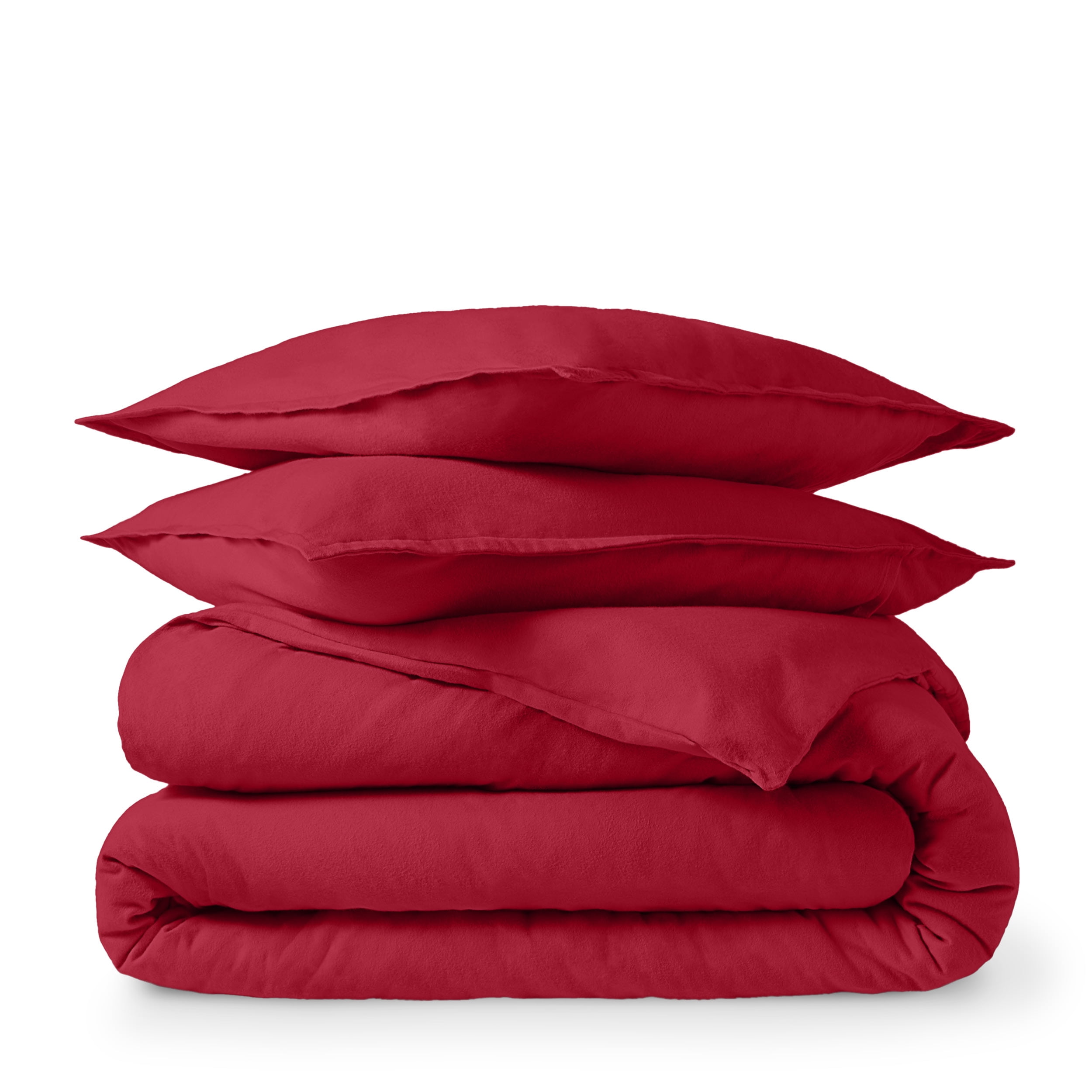 Red Heavyweight Cotton Flannel King/California King Duvet Cover Set