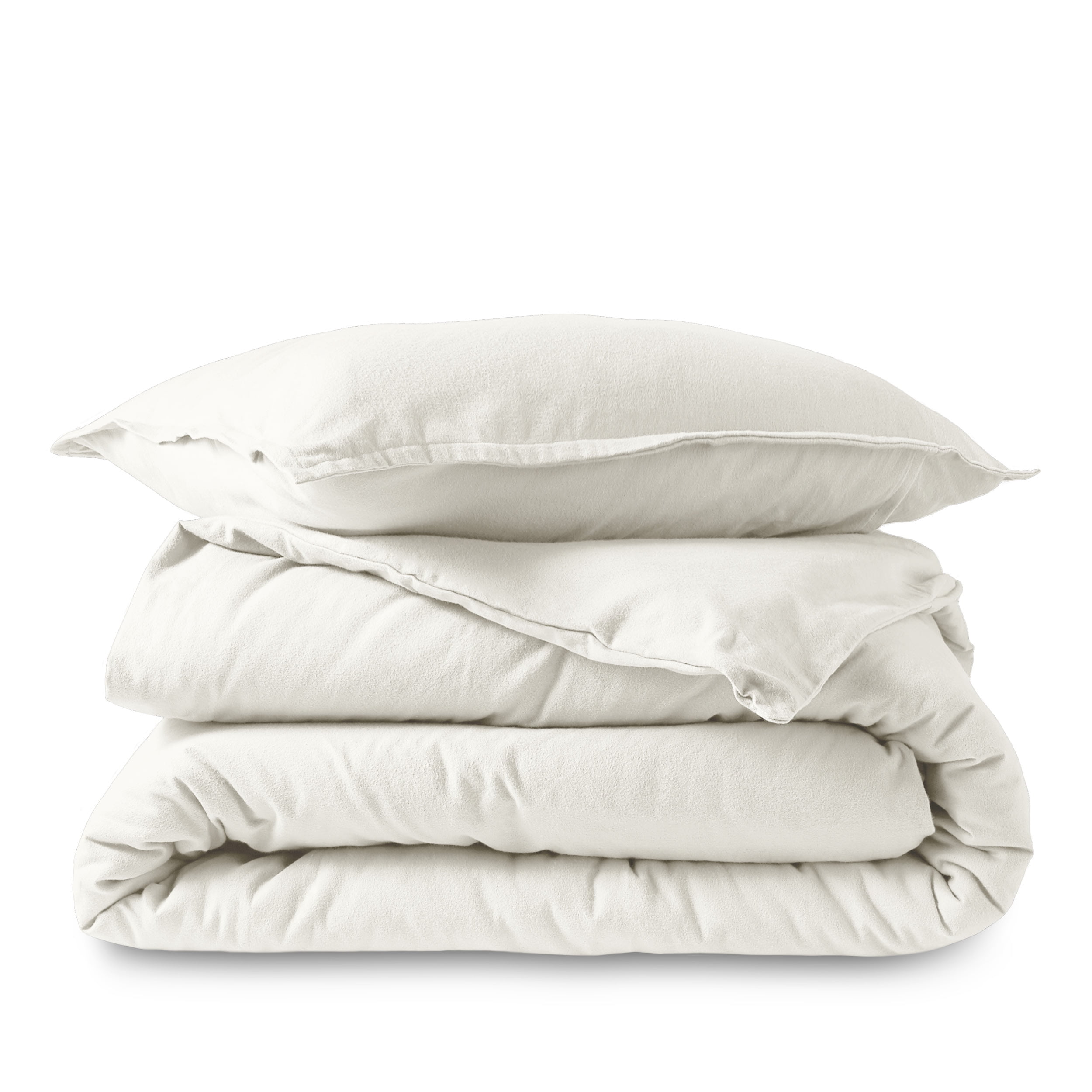 Cream Twin/Twin XL Cotton Flannel Duvet Cover Set