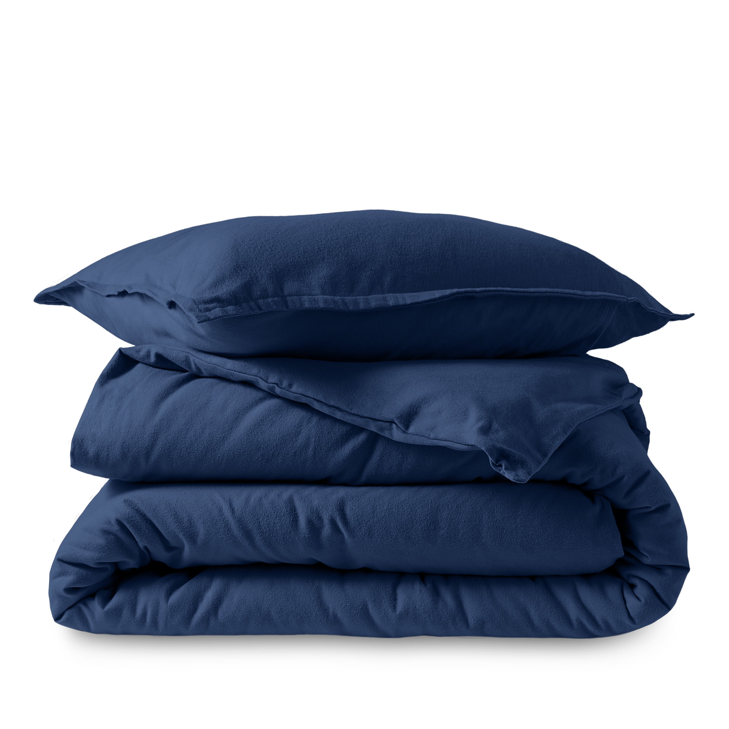 Dark Blue Twin/Twin XL Cotton Flannel Duvet Cover Set