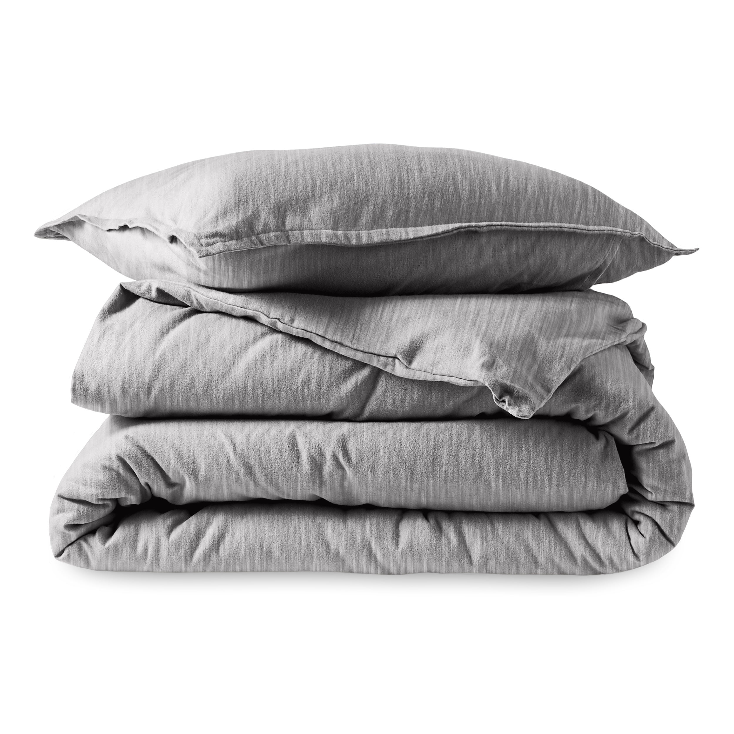 Heather Light Grey Cotton Flannel Twin/Twin XL Duvet Cover Set