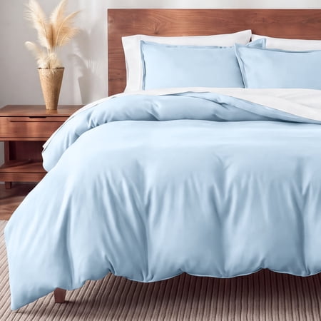 Bare Home Flannel Duvet Cover Set - 100% Flannel Cotton - Double Brushed - Twin/Twin XL, Light Blue