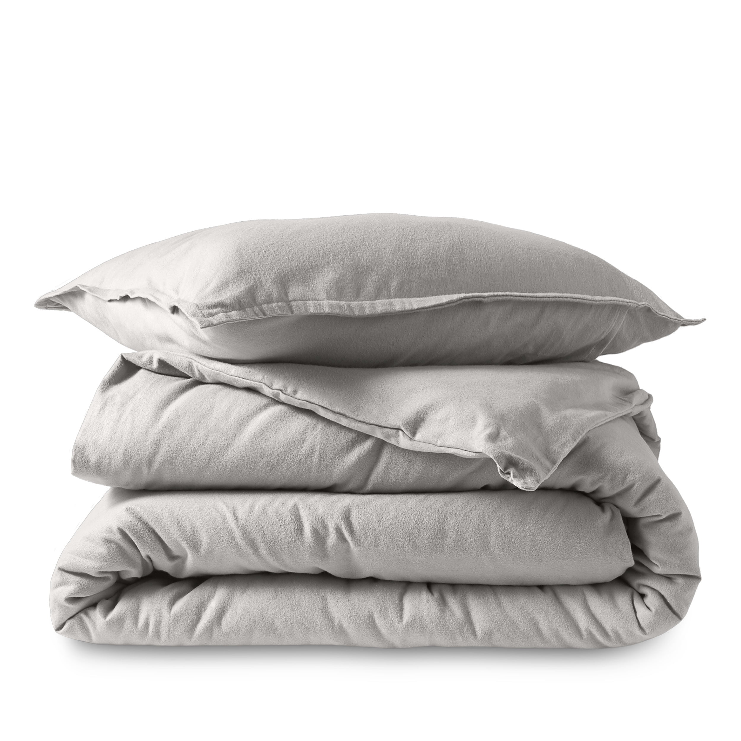 Light Grey Twin/Twin XL Cotton Flannel Duvet Cover Set