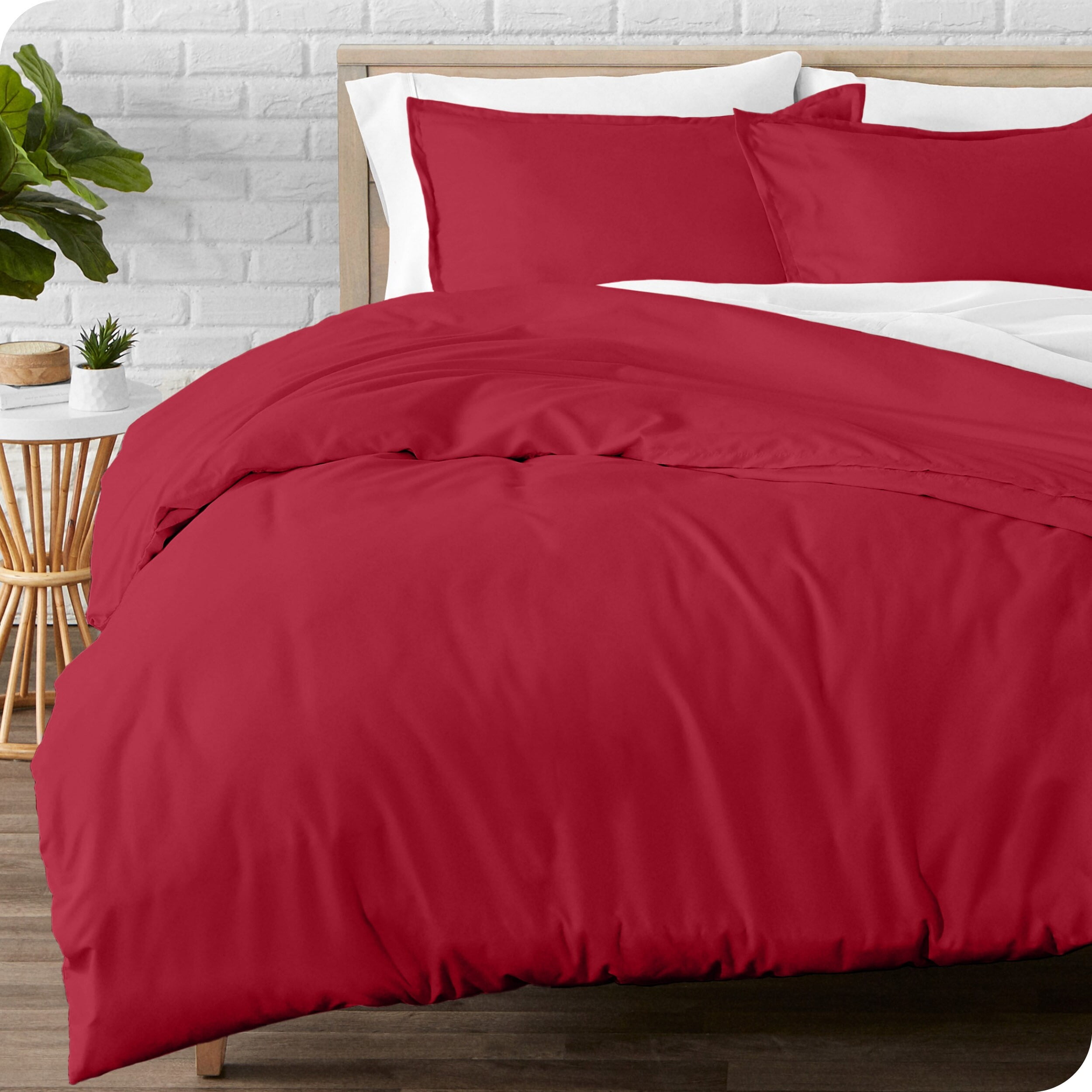Red Twin/Twin XL Cotton Flannel Duvet Cover Set