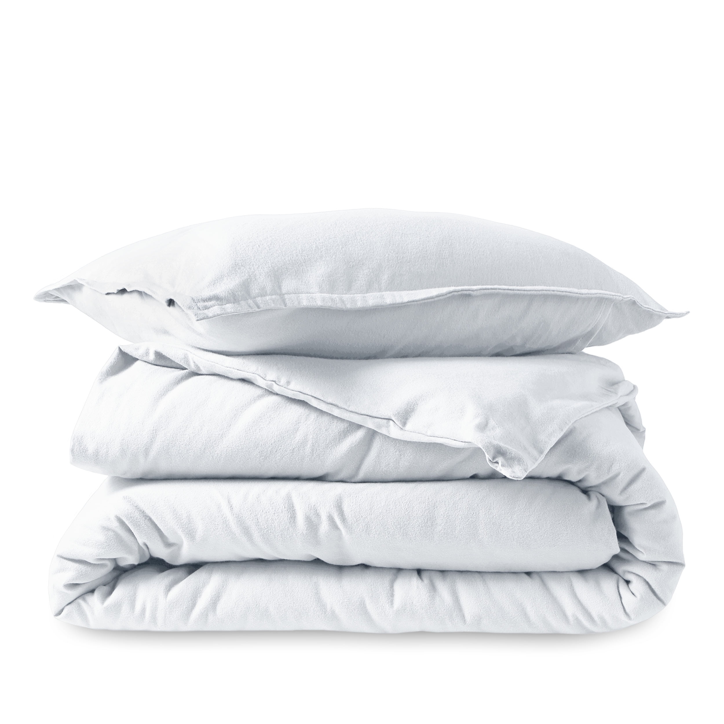 White Cotton Flannel Twin/Twin XL Duvet Cover Set