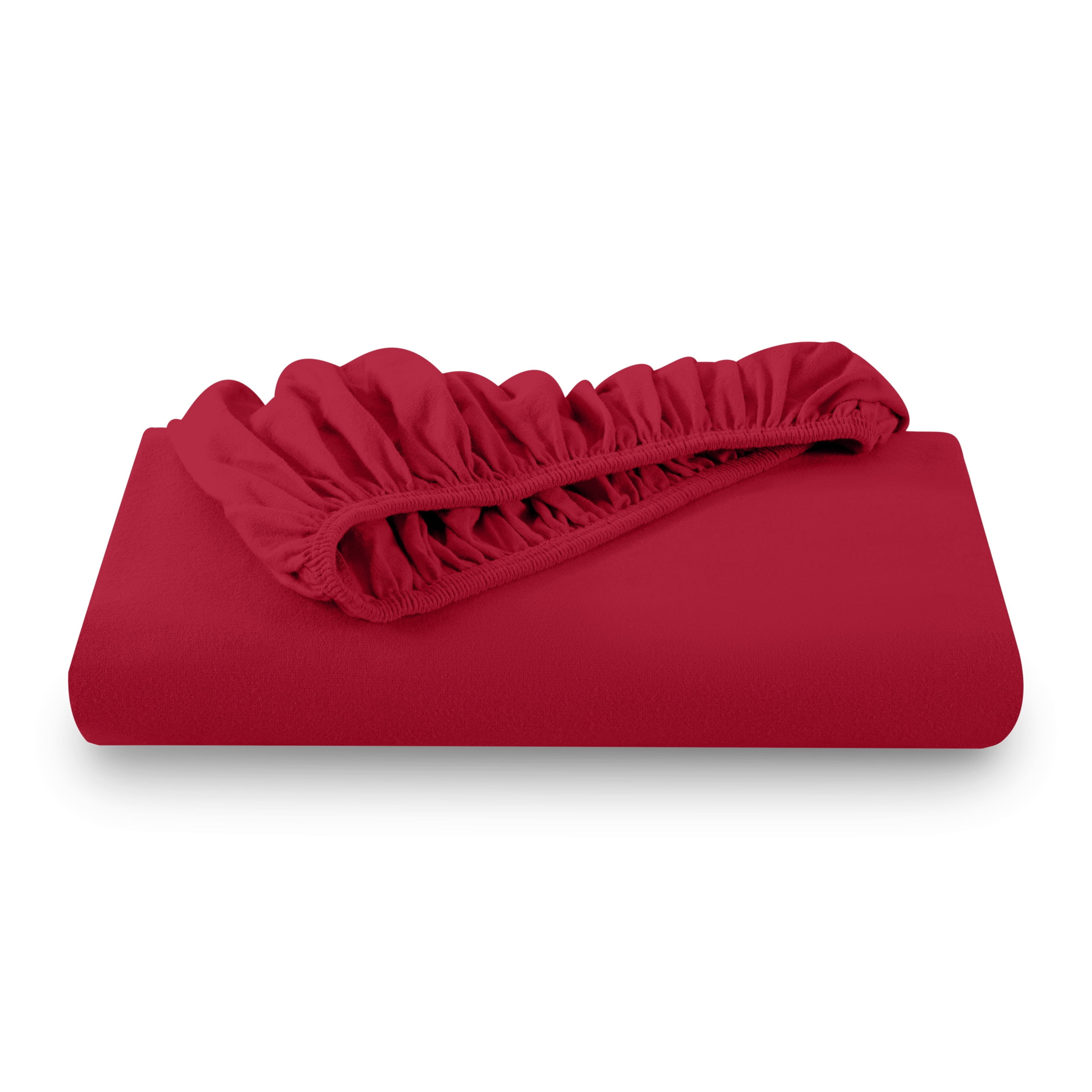 Queen Red Cotton Flannel Deep Pocket Fitted Sheet
