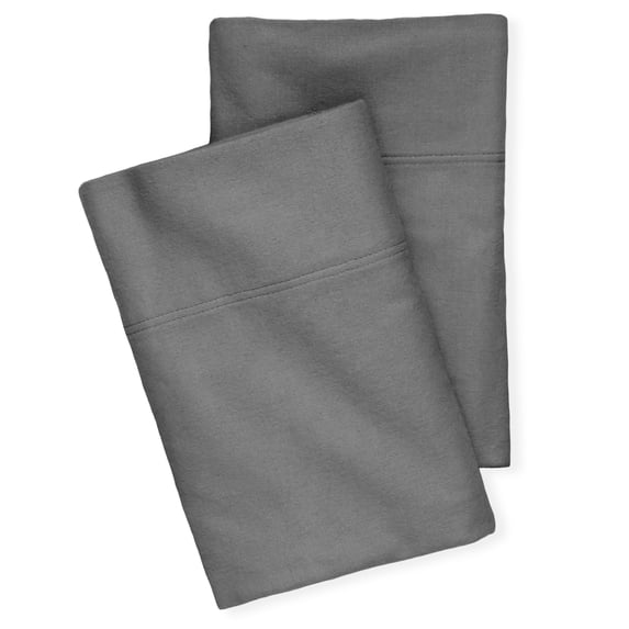 Bare Home Flannel Pillowcase Set, 100% Cotton, Heavyweight, Standard, Set of 2, Gray