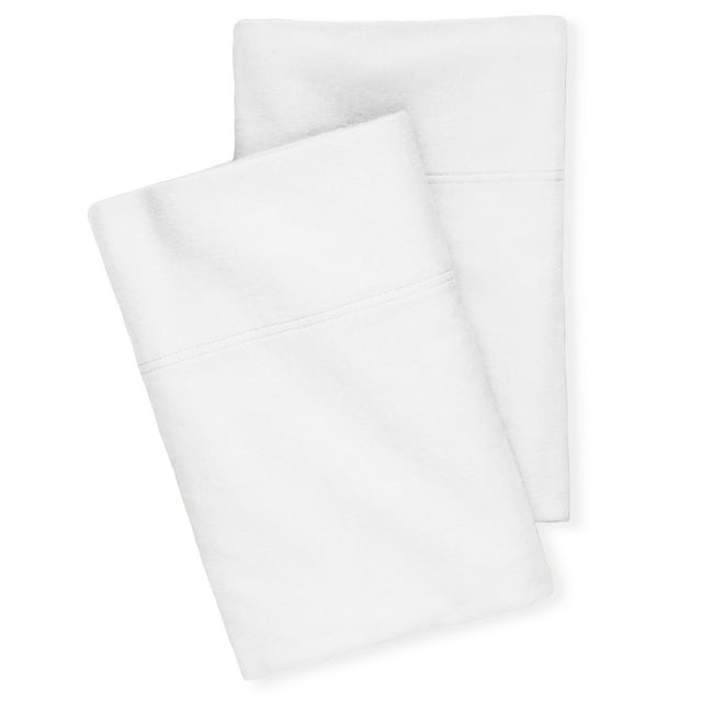 Bare Home Flannel Pillowcase Set, 100% Cotton, Heavyweight, Standard, Set of 2, White