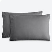 Bare Home Flannel Pillowcase Set - 100% Flannel Cotton - Double Brushed - Standard Set of 2, Gray
