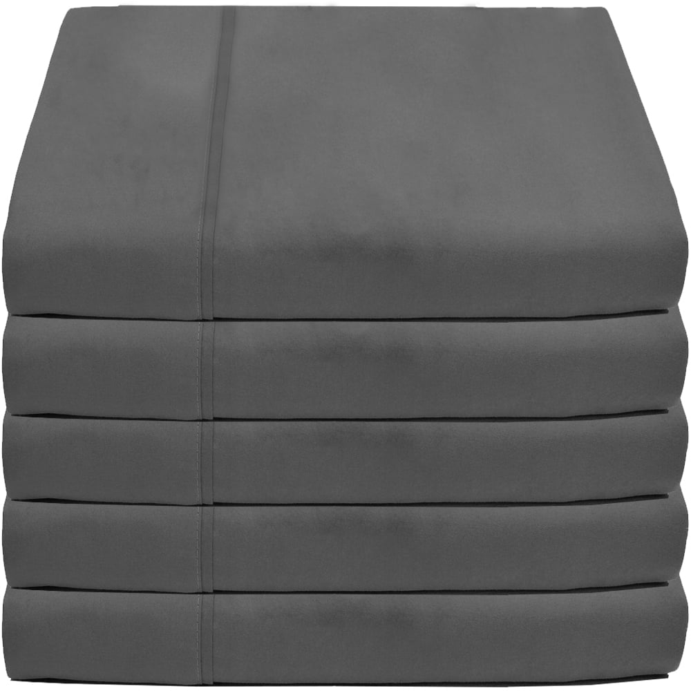 Bare Home Flat Top Sheet, Microfiber, Wrinkle Resistant, Queen, Gray, 5 Pack