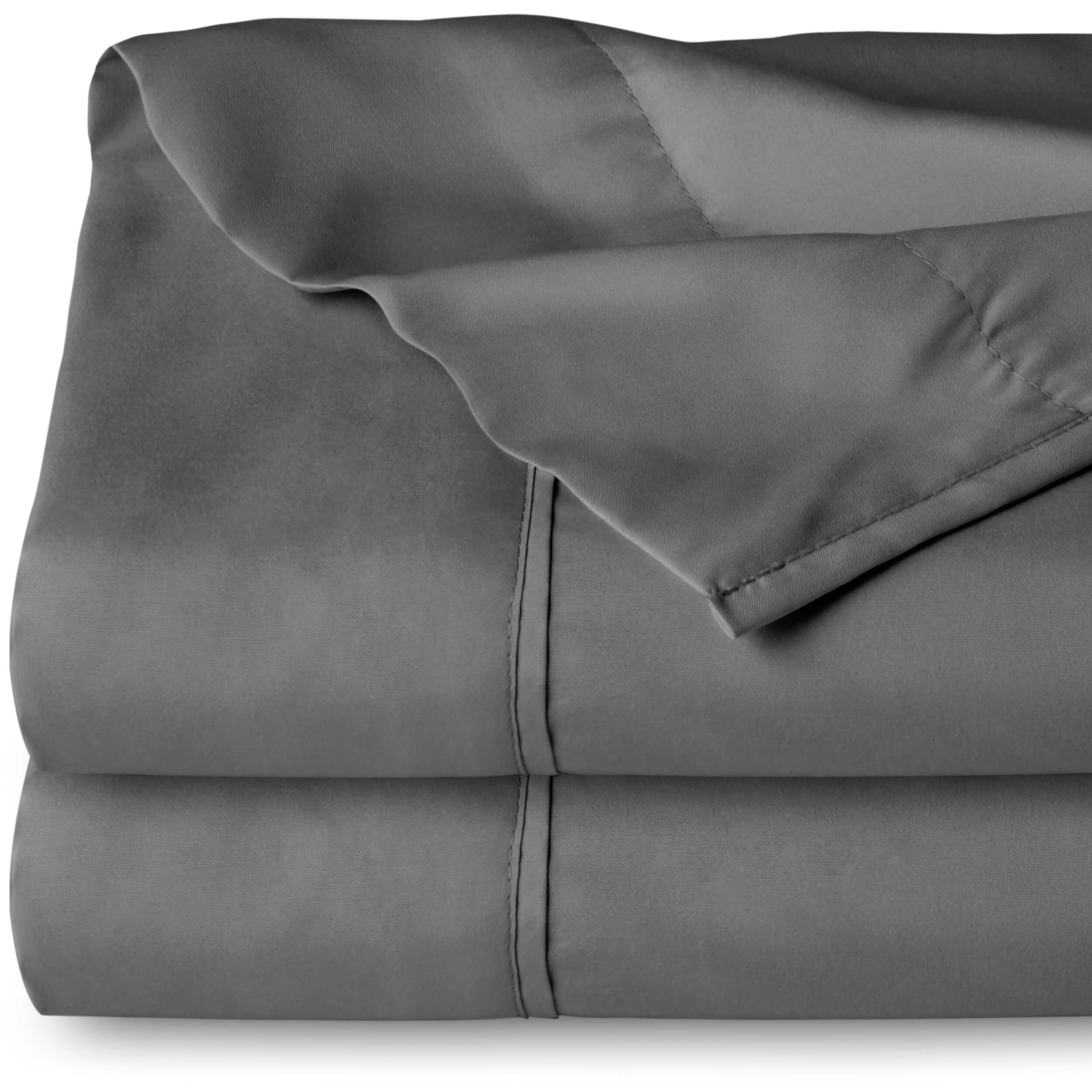 Bare Home Flat Top Sheet, Microfiber, Wrinkle Resistant, Twin/Twin XL, Gray, 2 Pack