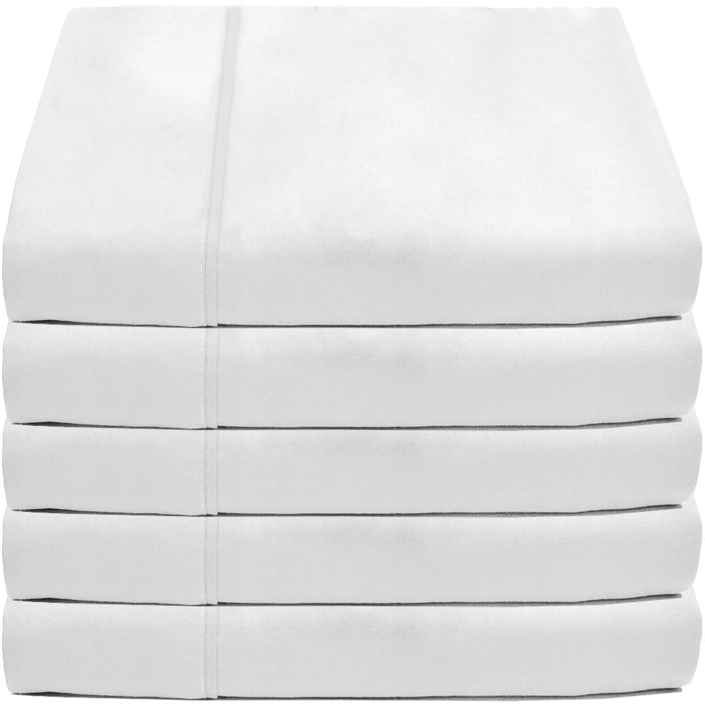 Bare Home Flat Top Sheet, Microfiber, Wrinkle Resistant, Twin/Twin XL, White, 5 Pack