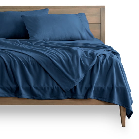 Bare Home Fleece Sheet Set, Warm Plush Polar Fleece, Pill Resistant, King, Dark Blue