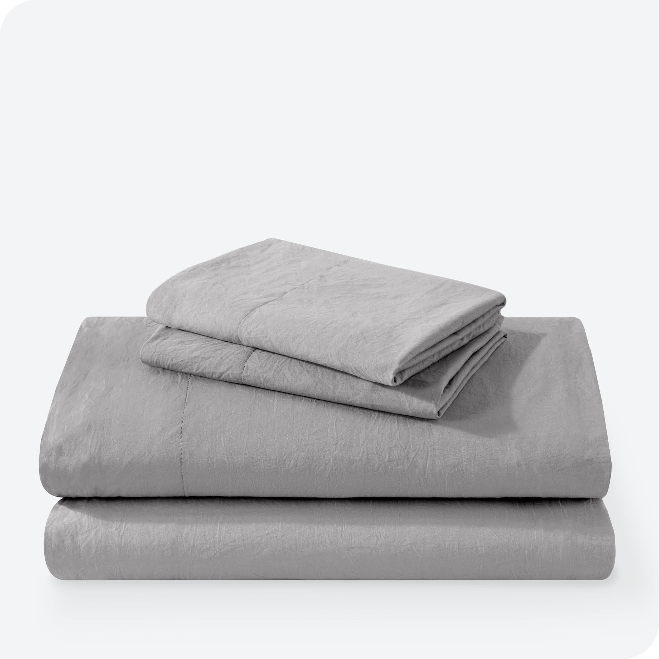 Bare Home Frost Gray Sandwashed Microfiber Sheet Set, Wrinkle Resistant, Deep Pocket, Queen