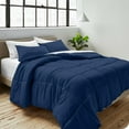 Bare Home California Size Dark Blue King Comforter Set Soft Goose Down Alternative, 3 Piece