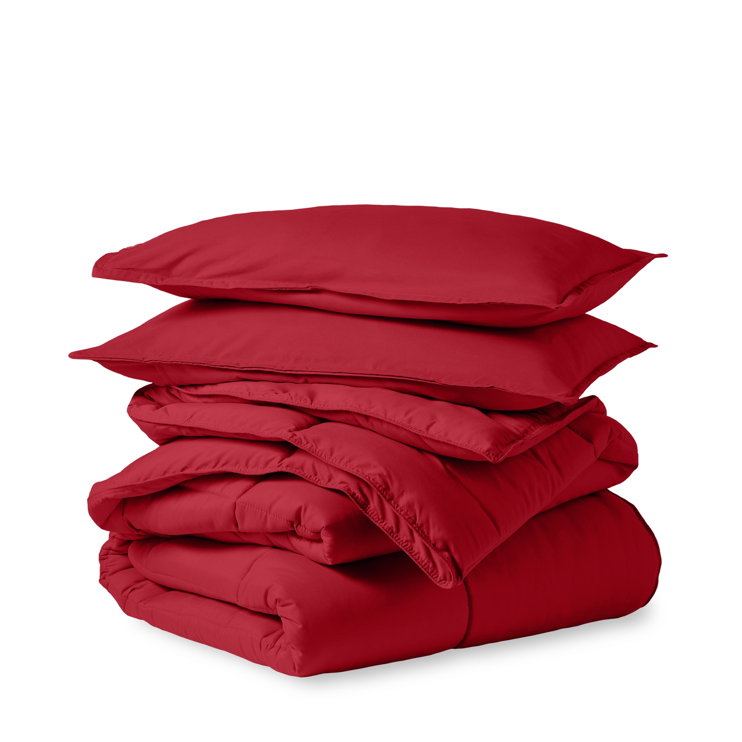 King Red Microfiber Down Alternative Comforter Set