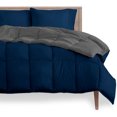 thumbnail image 1 of Bare Home Goose Down Alternative Reversible Comforter, Oversized Queen, Dark Blue/Gray, 1 of 6