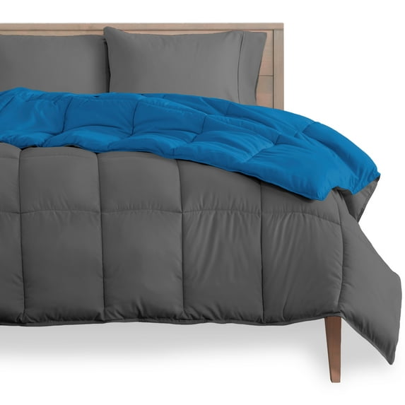 Bare Home Goose Down Alternative Reversible Comforter, Twin/Twin XL, Gray/Medium Blue