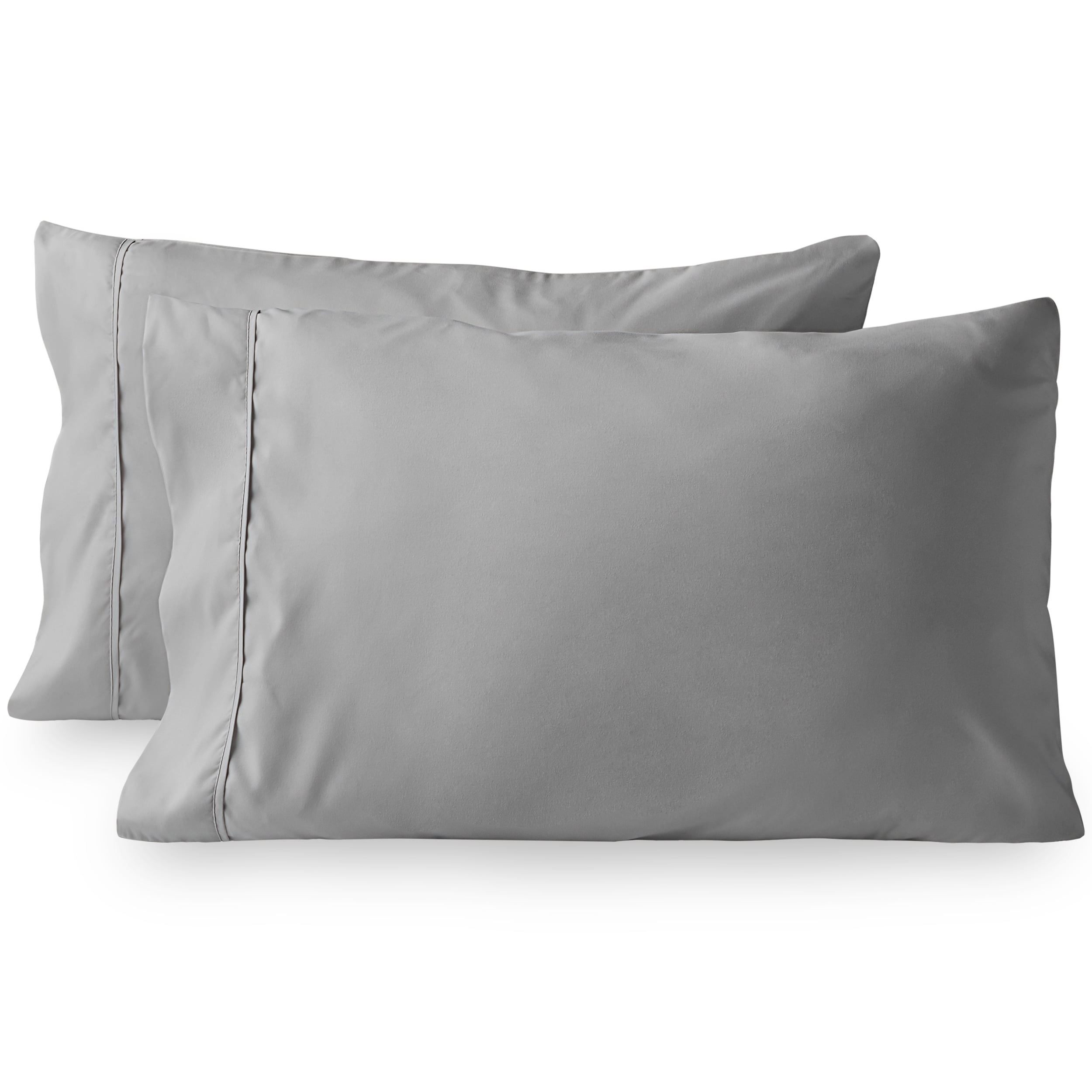 Bare Home Premium 1800 Ultra-Soft Microfiber Pillowcase Set - Double Brushed - Hypoallergenic - Wrinkle Resistant (Standard Pillowcase Set of 2, Light Gray)