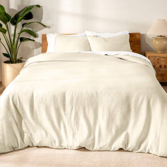 Bare Home Linen Duvet Cover Set - Lightweight & Breathable - Cal King, Natural, 3-Pieces