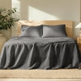thumbnail image 1 of Bare Home Linen Sheet Set - Deep Pocket - Breathable - 3-Pieces - Twin XL, Dark Gray, 1 of 10