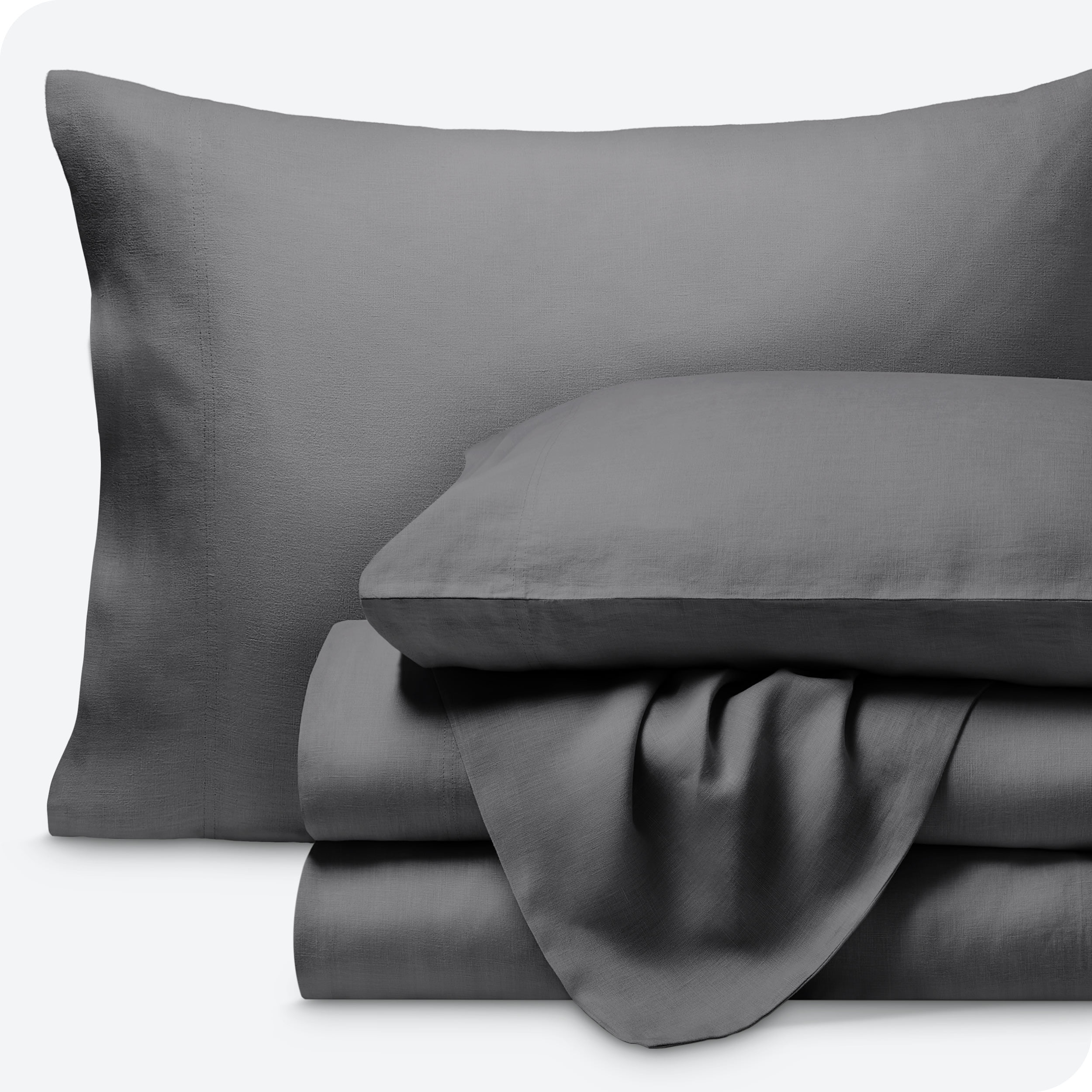 Full Dark Grey Organic Linen Sheet Set