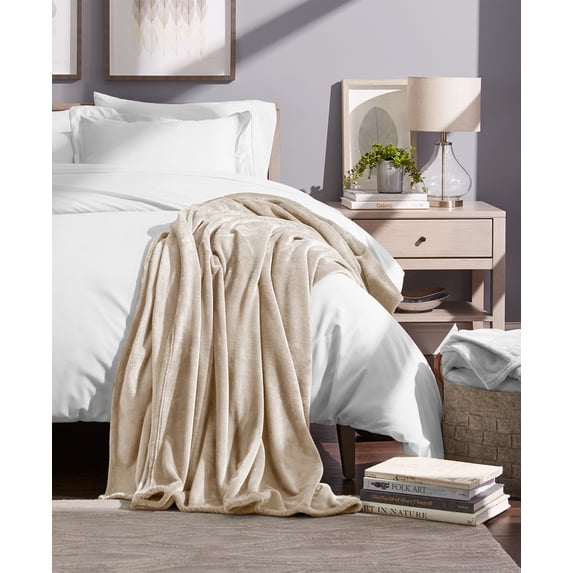 Bare Home Luxurious Ultra Soft Premium Microplush Fleece Blanket, Throw, Oyster
