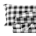thumbnail image 1 of Bare Home Luxury 100% Cotton Flannel California King Sheet Set, Deep Pocket, 4-Piece, Buffalo Plaid - White/Black, 1 of 10