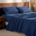 thumbnail image 1 of Bare Home Luxury 100% Cotton Flannel California King Sheet Set, Deep Pocket, 4-Piece, Dark Blue, 1 of 10