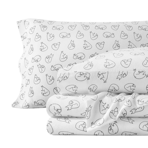 Bare Home Luxury 100% Cotton Flannel King Sheet Set, Deep Pocket, 4-Piece, Feelin' Foxy
