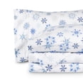 thumbnail image 1 of Bare Home Luxury 100% Cotton Flannel King Sheet Set, Deep Pocket, 4-Piece, Snowflakes, 1 of 10