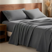Bare Home Luxury 100% Cotton Flannel Queen Sheet Set, Deep Pocket, 4-Piece, Gray