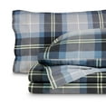 thumbnail image 1 of Bare Home Luxury 100% Cotton Flannel Queen Sheet Set, Deep Pocket, 4-Piece, Symphony Plaid - Blue, 1 of 9