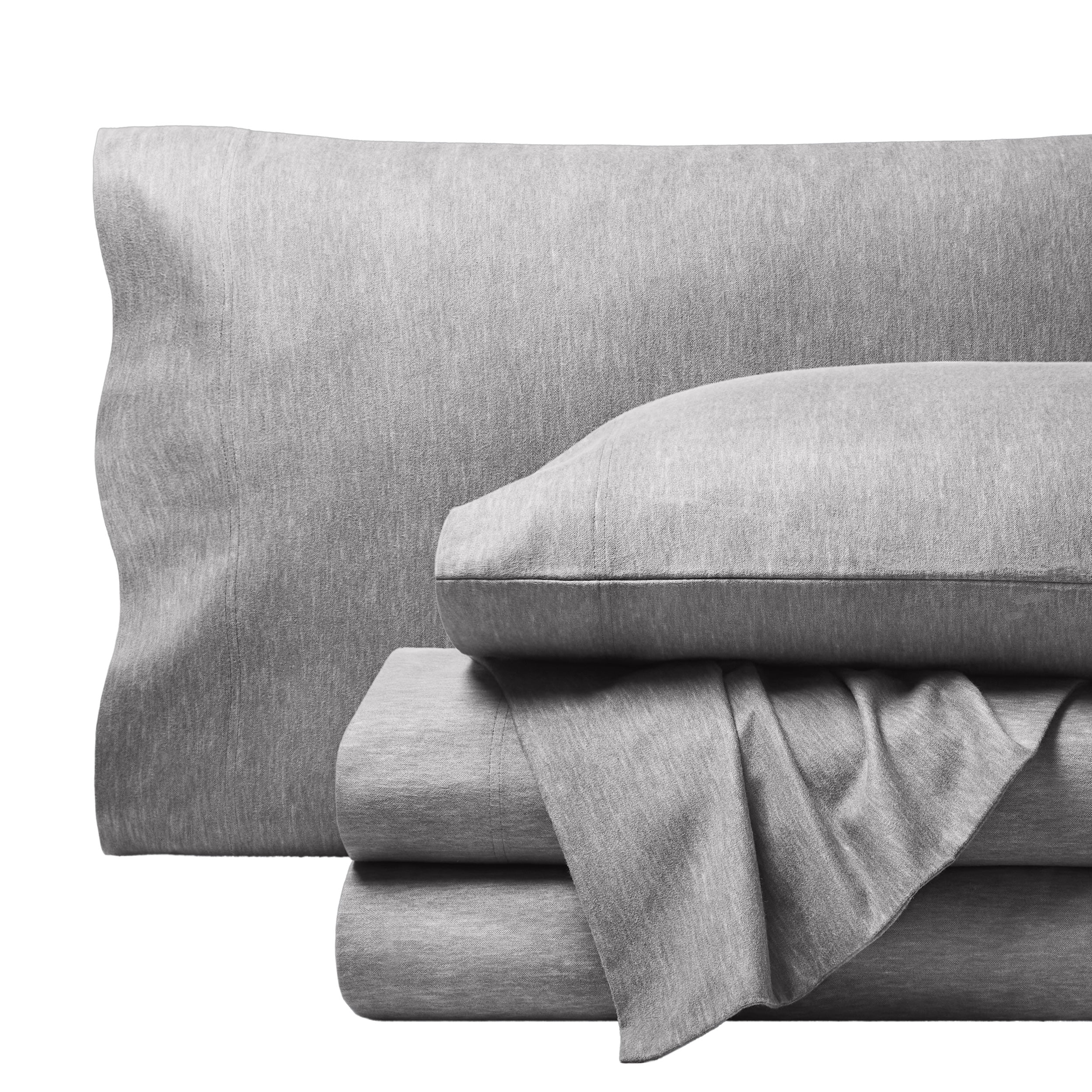 Heather Light Grey Cotton Flannel Twin Sheet Set with Deep Pockets