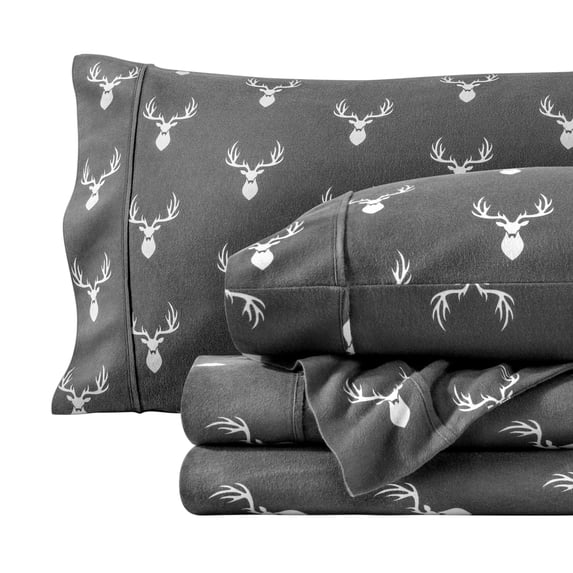 Bare Home Luxury 100% Cotton Flannel Twin Sheet Set, Deep Pocket, 3-Piece, Stag