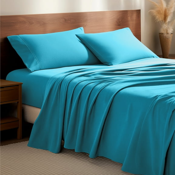 Bare Home Luxury 100% Cotton Flannel Twin-XL Sheet Set, Deep Pocket, 3-Piece, Aqua