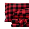 thumbnail image 1 of Bare Home Luxury 100% Cotton Flannel Twin-XL Sheet Set, Deep Pocket, 3-Piece, Buffalo Plaid - Red/Black, 1 of 10