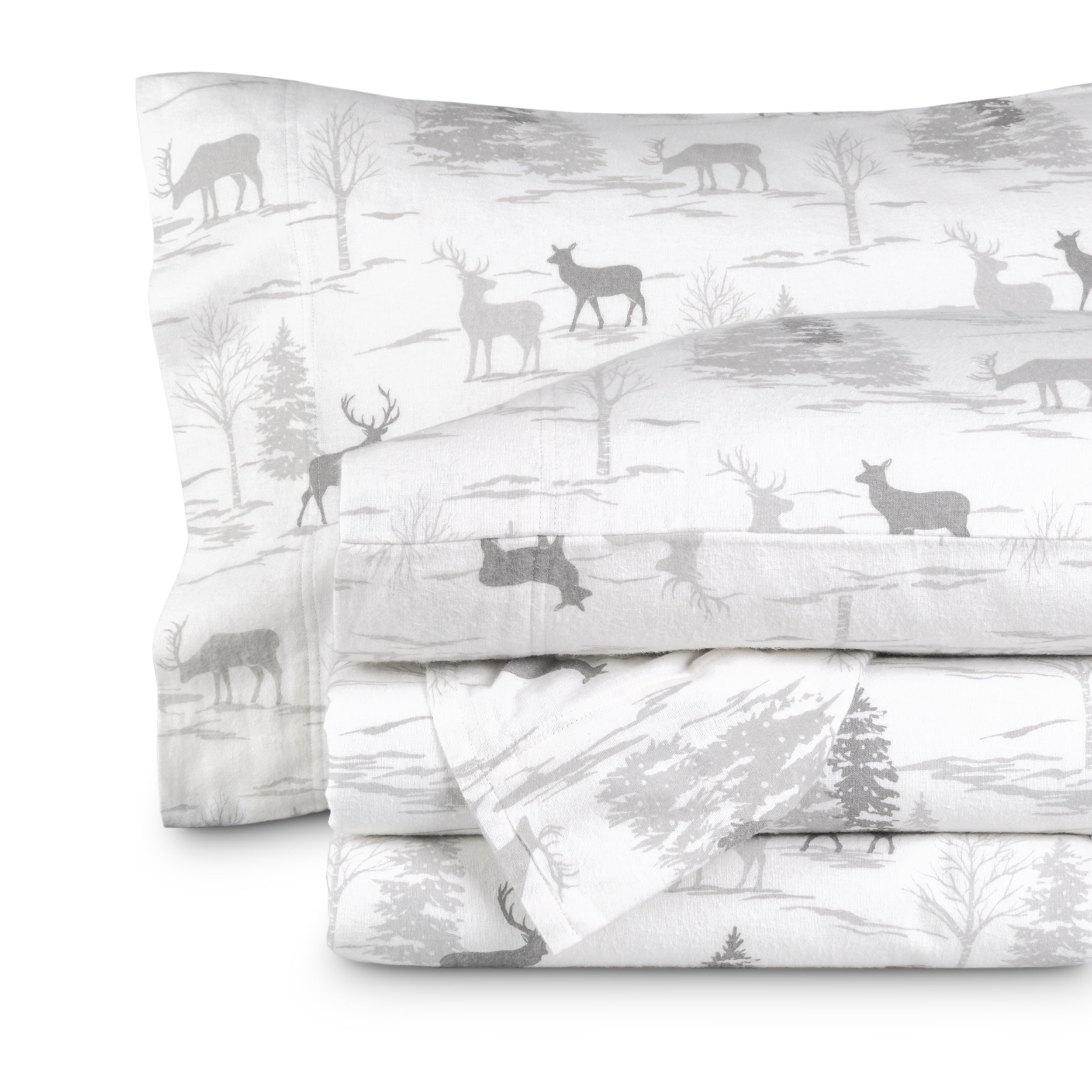 Elk Print Twin XL Cotton Flannel Deep Pocket Sheet Set