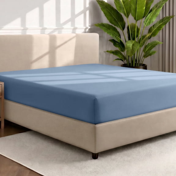 Bare Home Luxury 1800 Collection Fitted Sheet, Ultra-Soft, Deep Pocket, Full, Coronet Blue