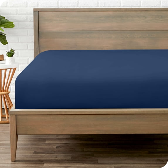 Bare Home Luxury 1800 Collection Fitted Sheet, Ultra-Soft, Deep Pocket, Full, Dark Blue
