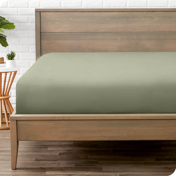 Bare Home Luxury 1800 Collection Fitted Sheet, Ultra-Soft, Deep Pocket, Full, Sage
