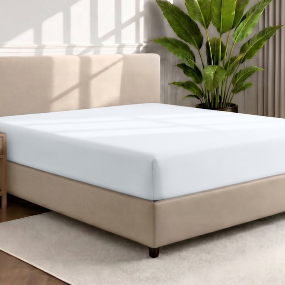 Bare Home Luxury 1800 Collection Fitted Sheet, Ultra-Soft, Deep Pocket, Full, White