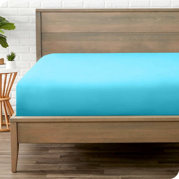 Bare Home Luxury 1800 Collection Fitted Sheet, Ultra-Soft, Deep Pocket, King, Aqua