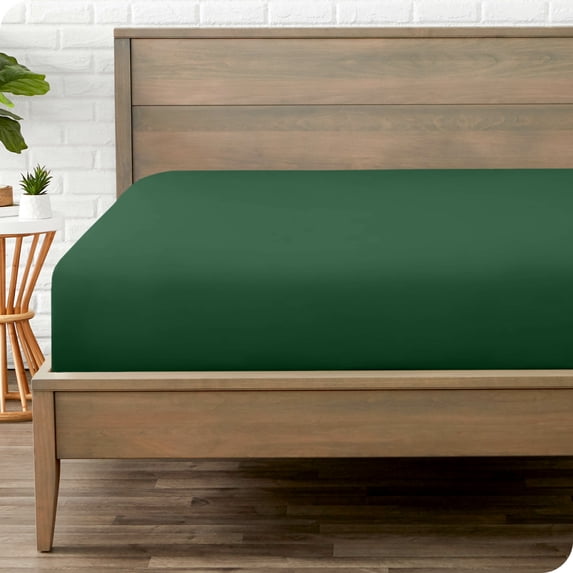 Bare Home Luxury 1800 Collection Fitted Sheet, Ultra-Soft, Deep Pocket, King, Forest Green