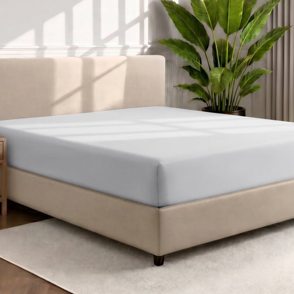 Bare Home Luxury 1800 Collection Fitted Sheet, Ultra-Soft, Deep Pocket, Queen, Cloud Gray